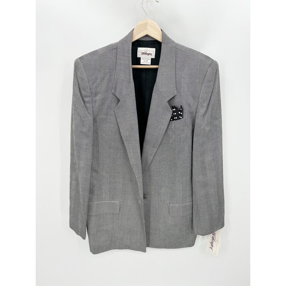 Worthington Skirt Suit Set Women 14 NWT Black‎ Grey One Button Blazer Rayon